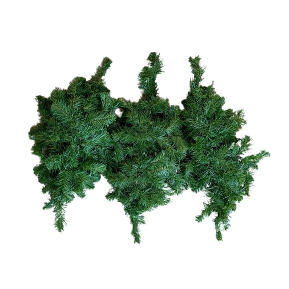 Vintage Christmas Swags Faux Pine Greenery Pink Gold Poinsettia Plaid Bow Lot 3 - Picture 6 of 8